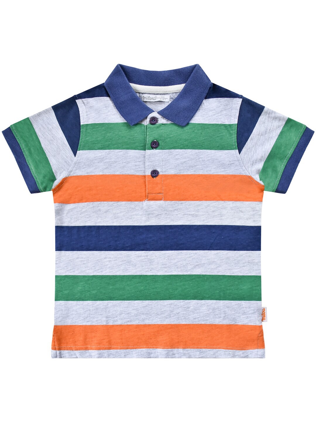 

milou Boys Multicoloured Striped Polo Collar T-shirt, Multi