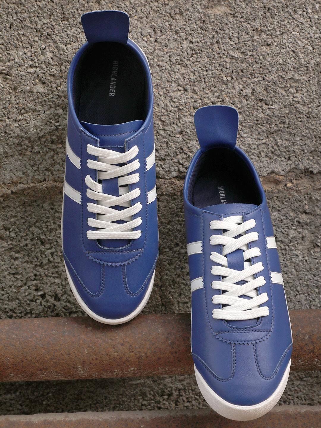 

HIGHLANDER Men PU Lace-Up Sneakers, Blue