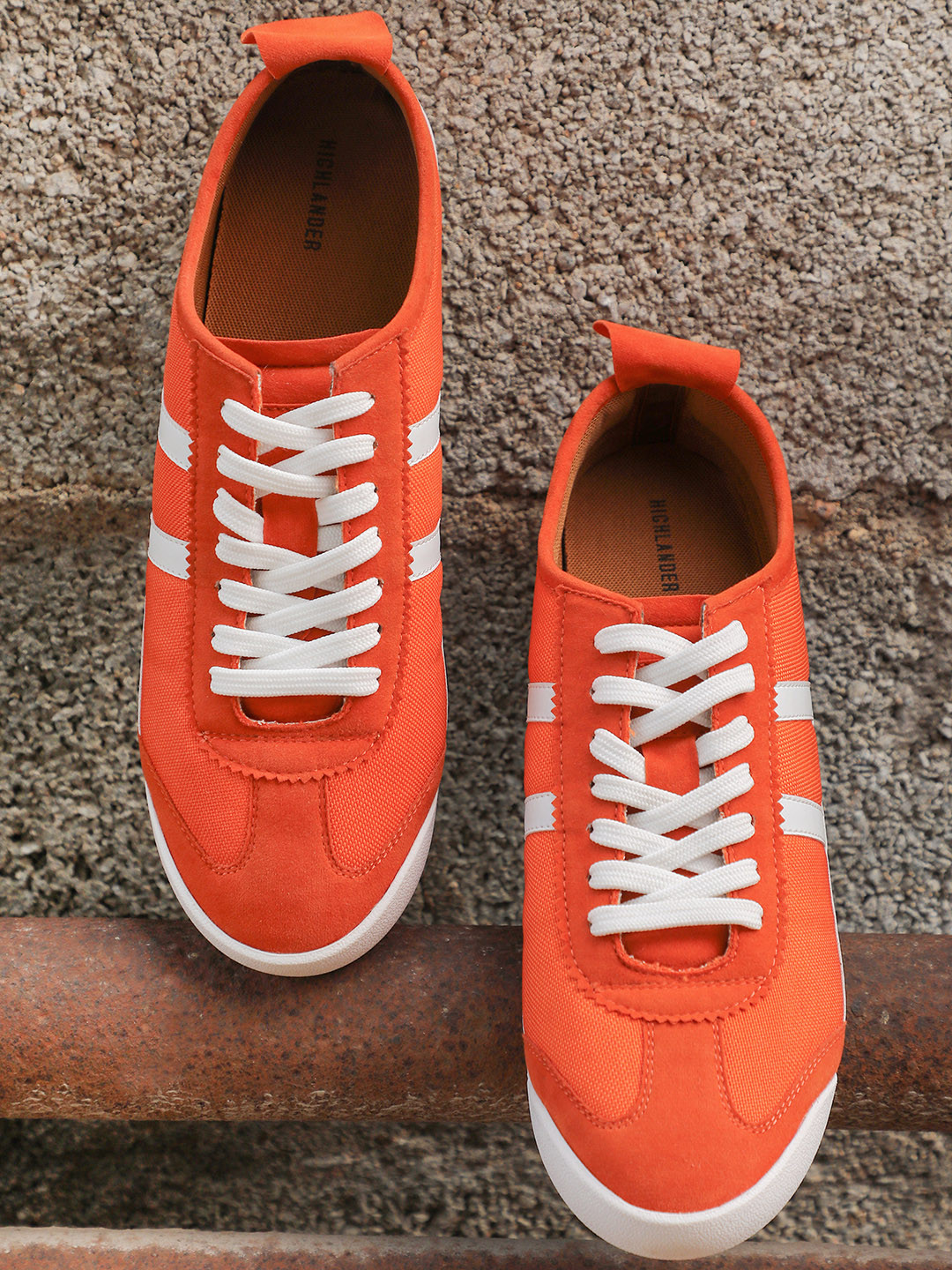 

HIGHLANDER PU LACE-UP SNEAKERS, Orange
