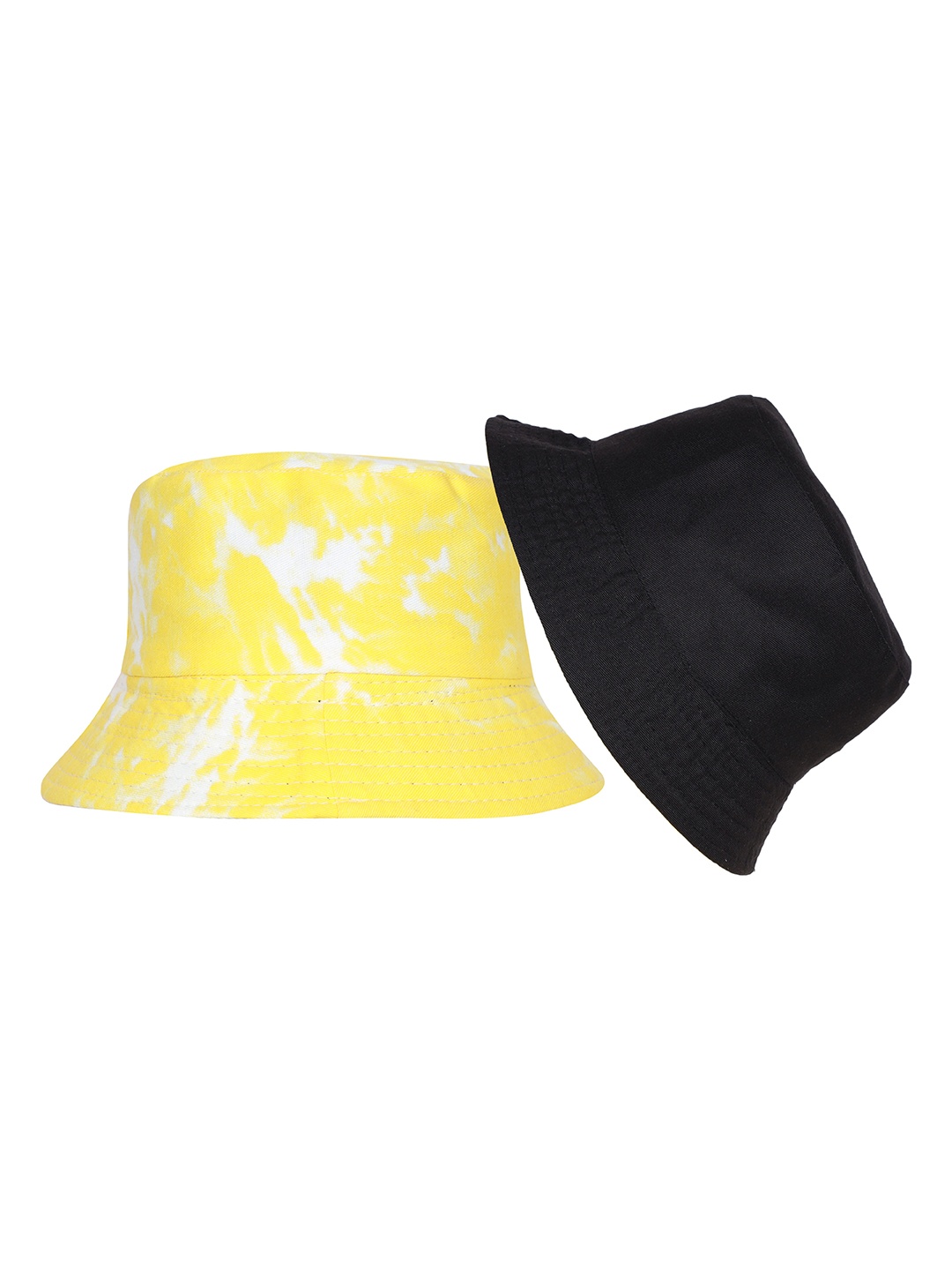 

FabSeasons Unisex Yellow & White Reversible Cotton Tie-Dye Bucket Hat
