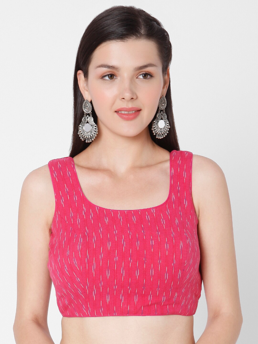 

SALWAR STUDIO Women Pink Printed Padded Cotton Readymade Saree Blouse