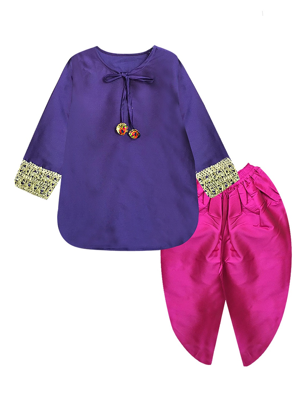 

A T U N Girls Purple Regular Kurti with Dhoti Pants