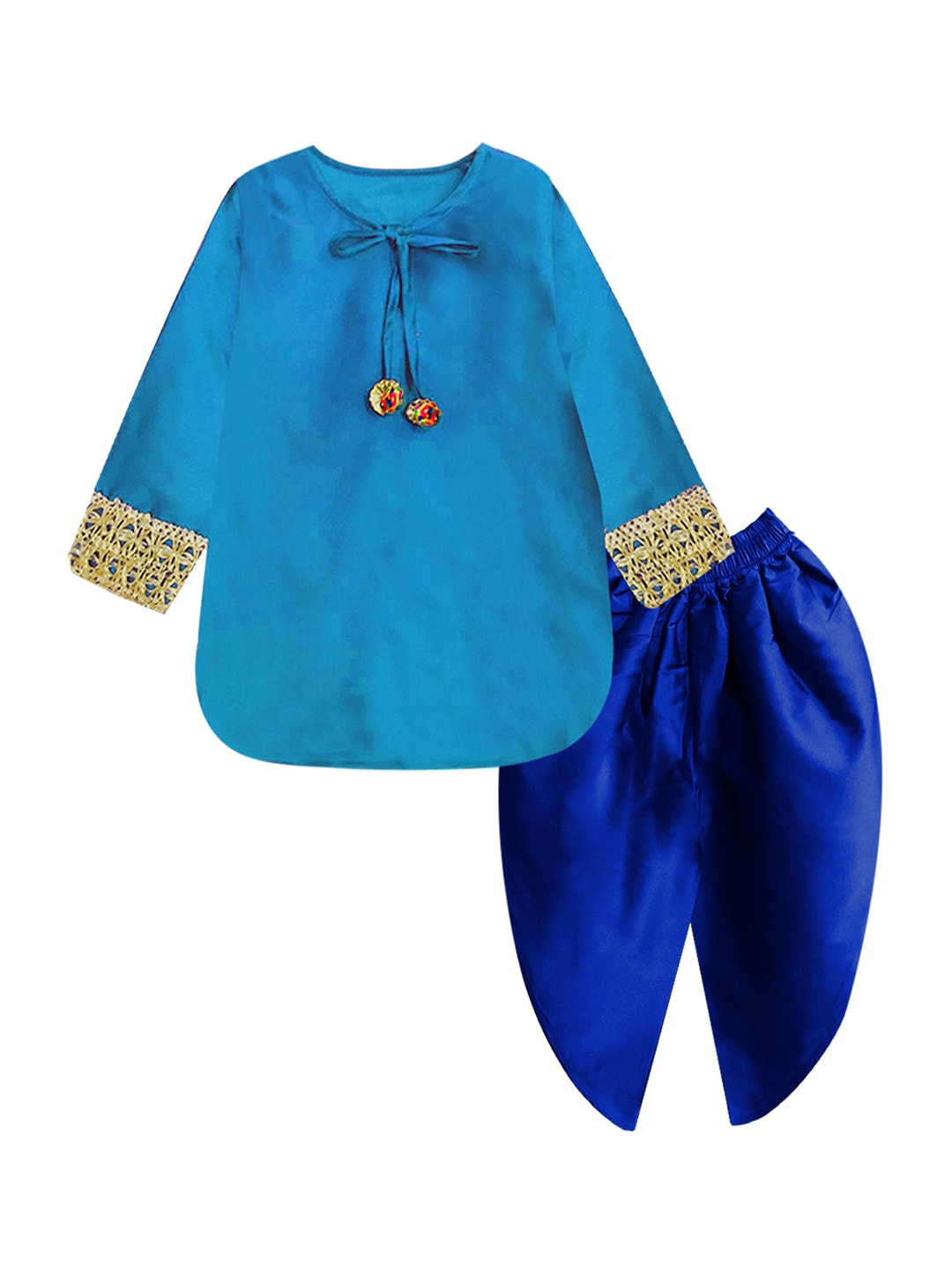 

A T U N Girls Blue Regular Kurti with Dhoti Pants