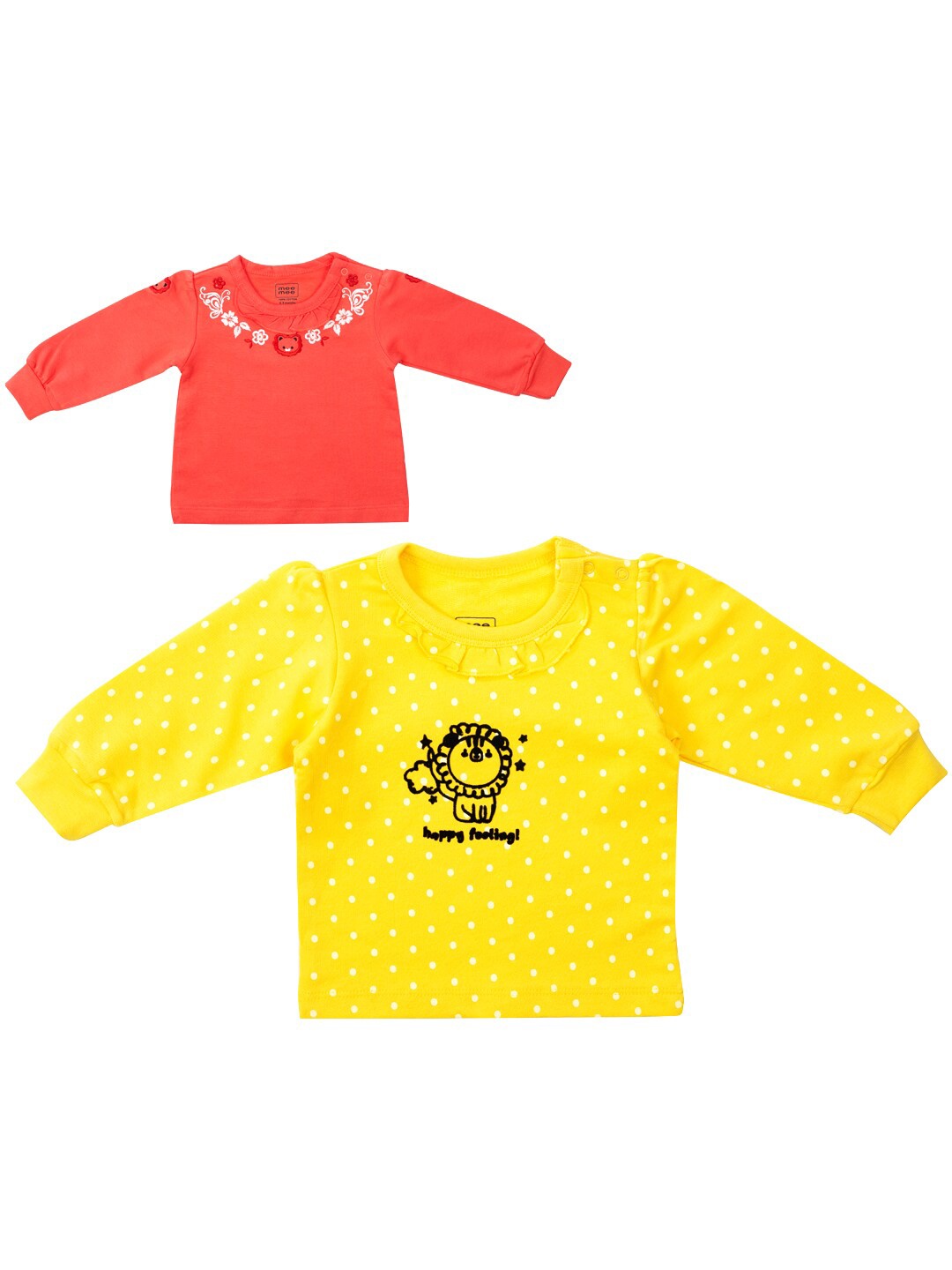 

MeeMee Girls Yellow & Pink Set of 2 Regular Tops