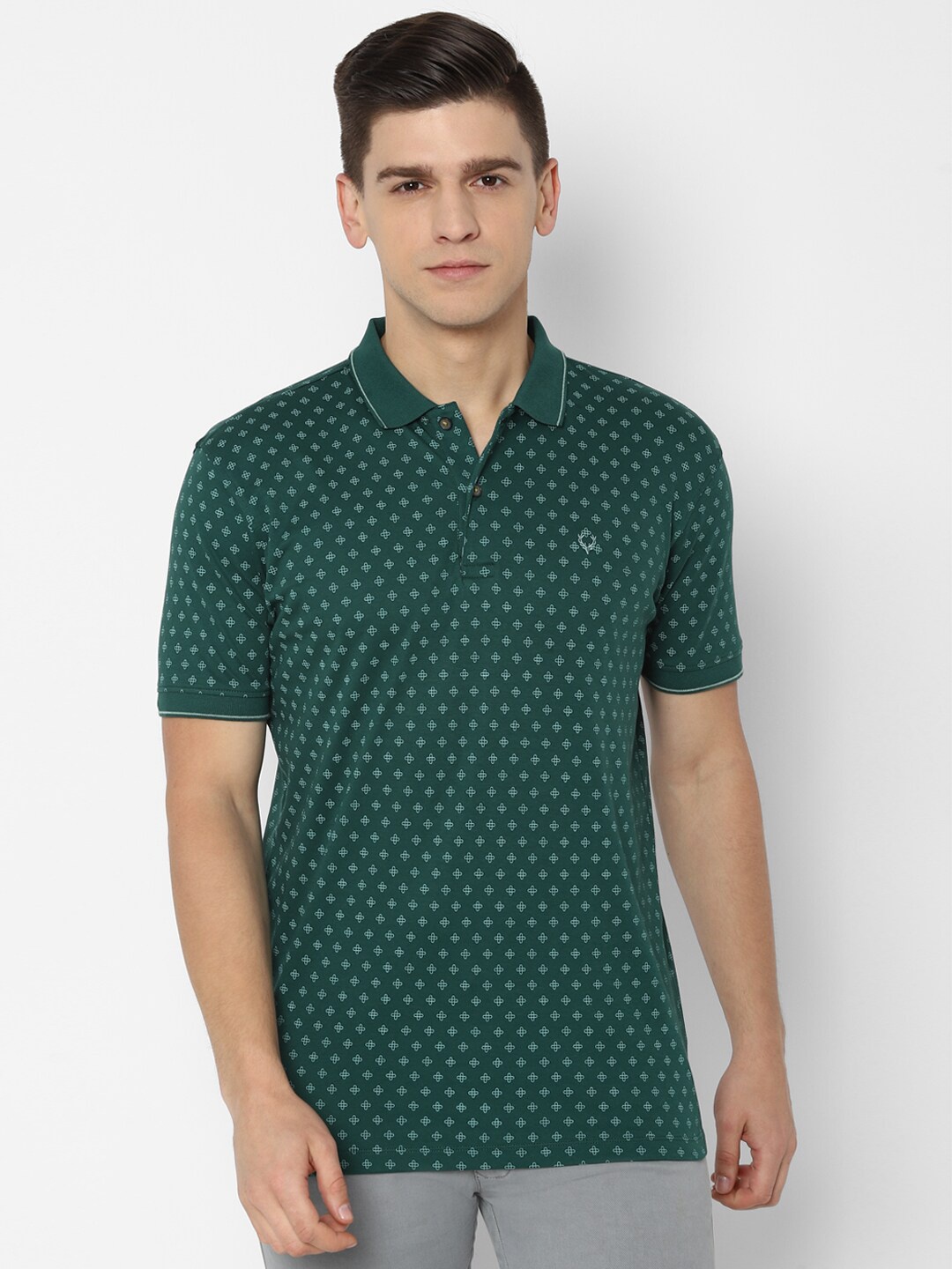 

Allen Solly Men Green Printed Polo Collar T-shirt