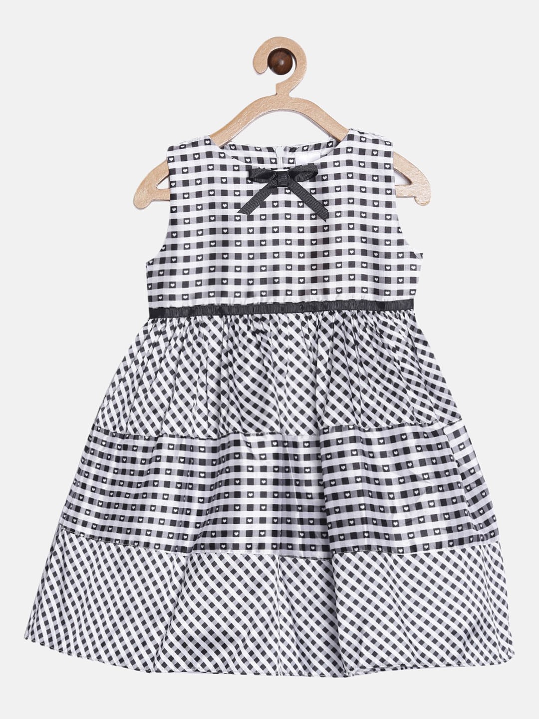 

Aomi Girls Black & White Checked Dress