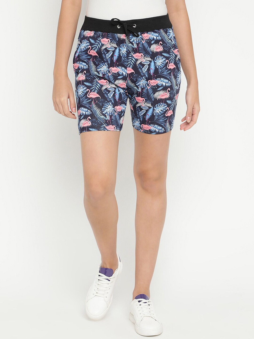 

V2 Value & Variety Women Navy Blue Printed Regular Shorts