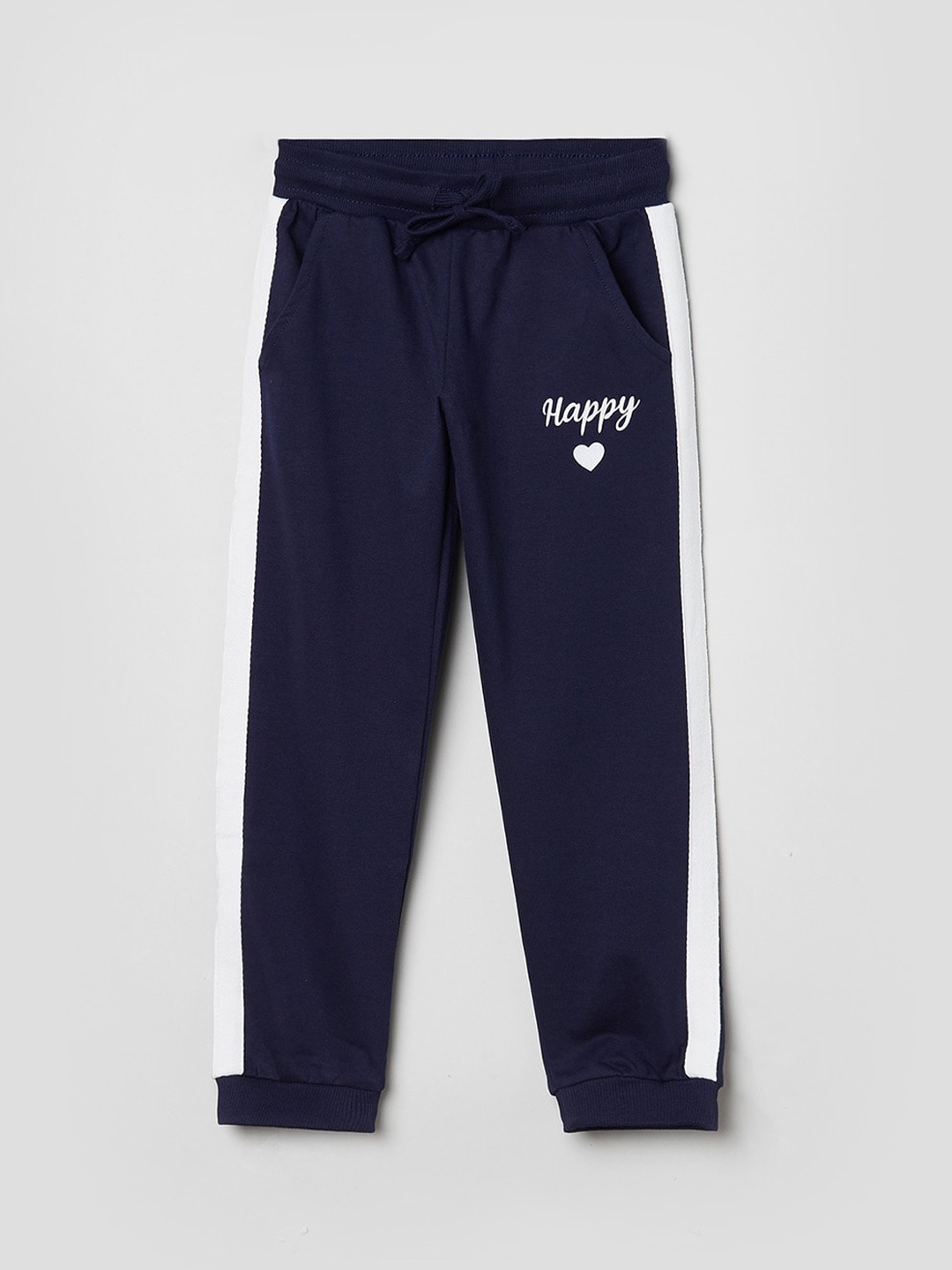 

max Girls Navy Blue Joggers Pure Cotton Trousers