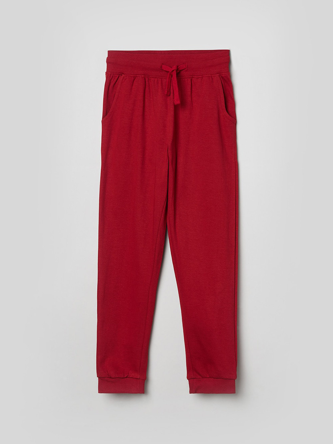 

max Girls Red Pure Cotton Joggers