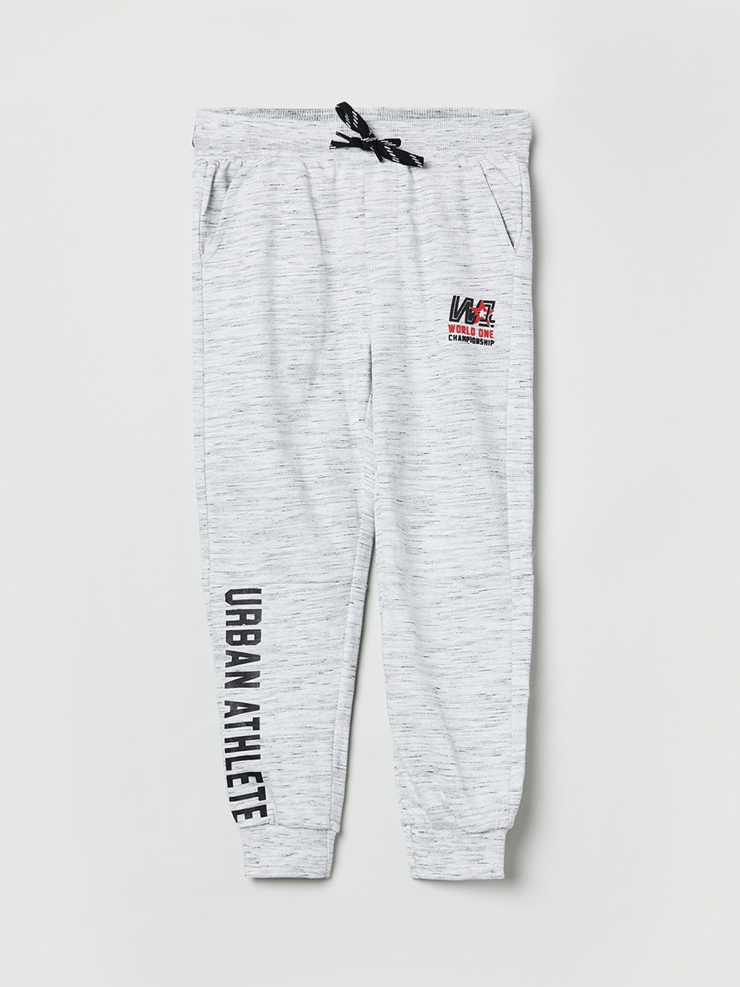 

max Boys Off White Self Designed Joggers Trousers