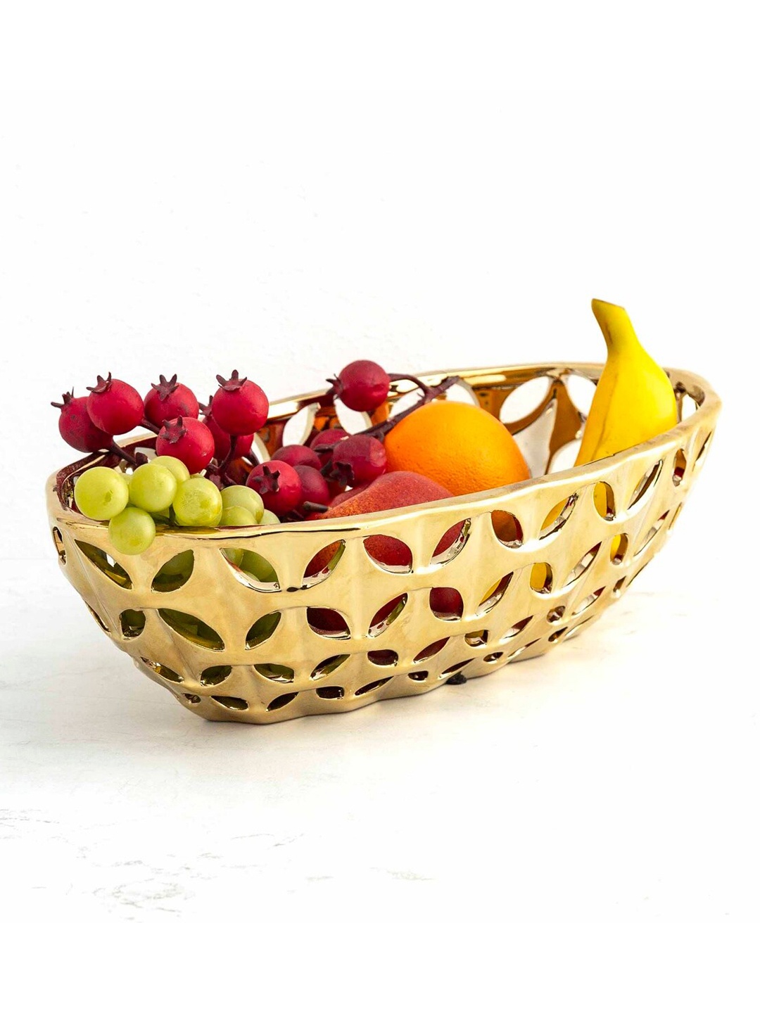 

Home Centre Gold-Toned Stellar Fantasy Leaf Carved Decorative Bowl