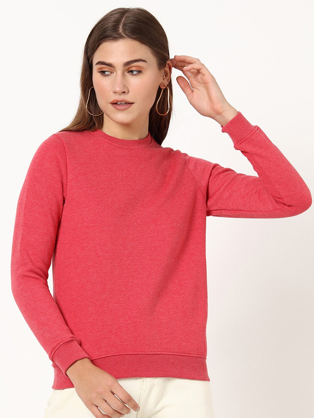

Bewakoof Women Red Fleece Pullover Sweater