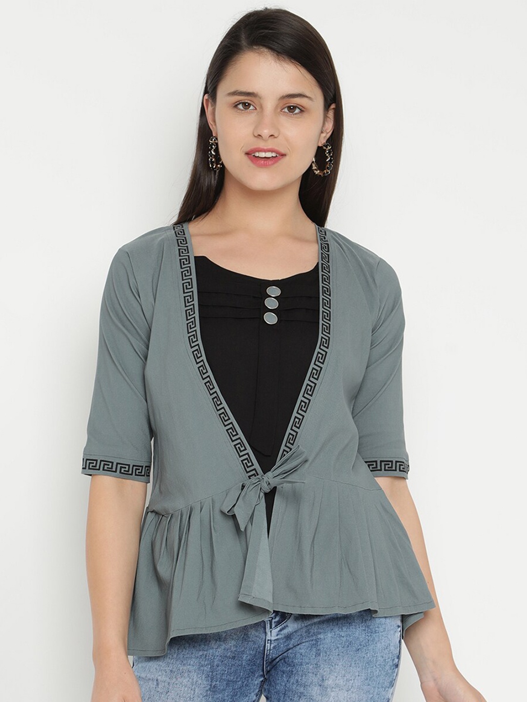 

V2 Value & Variety Grey Peplum Top