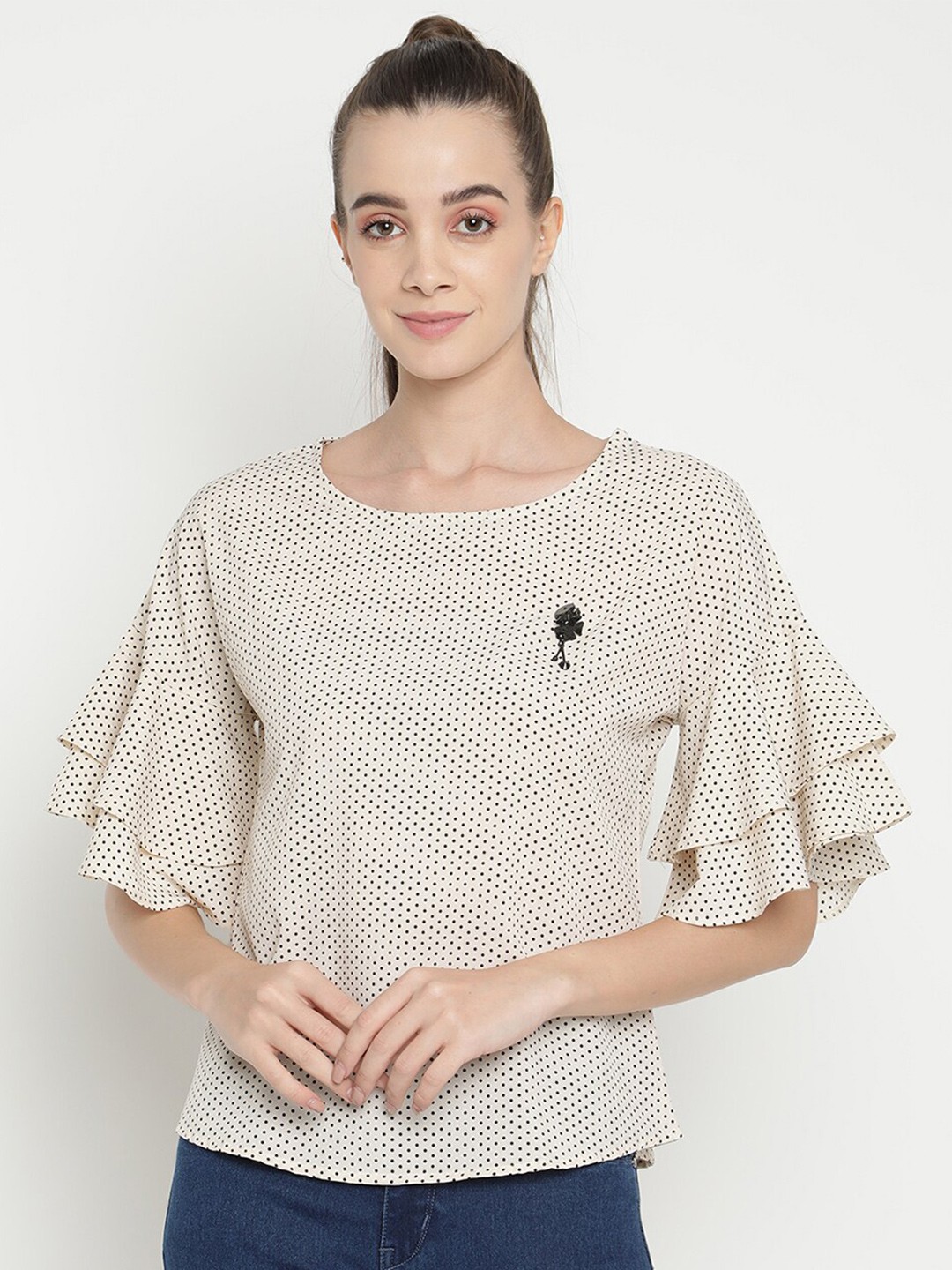 

V2 Value & Variety Beige Crepe Regular Top