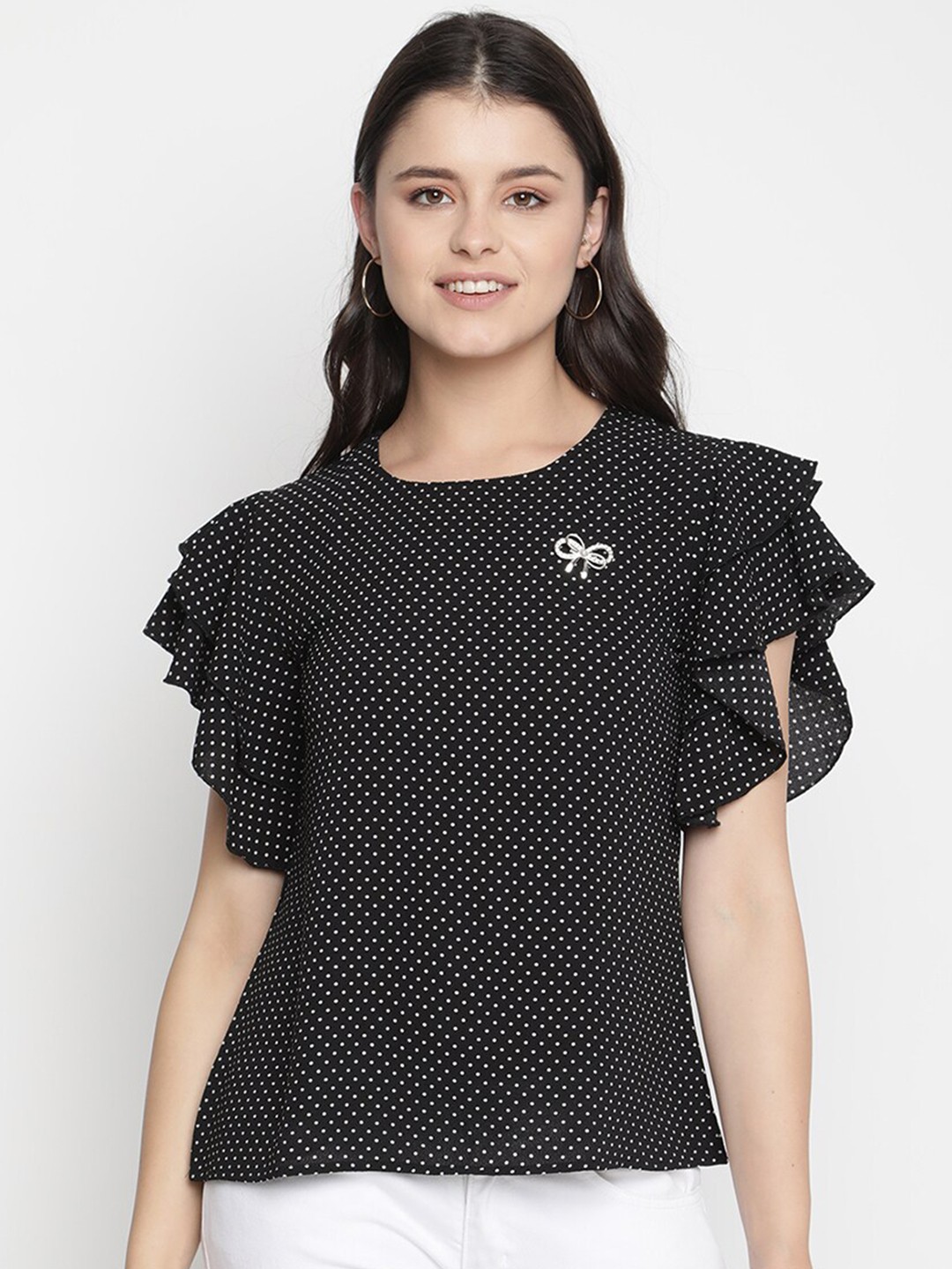 

V2 Value & Variety Black Georgette Regular Top
