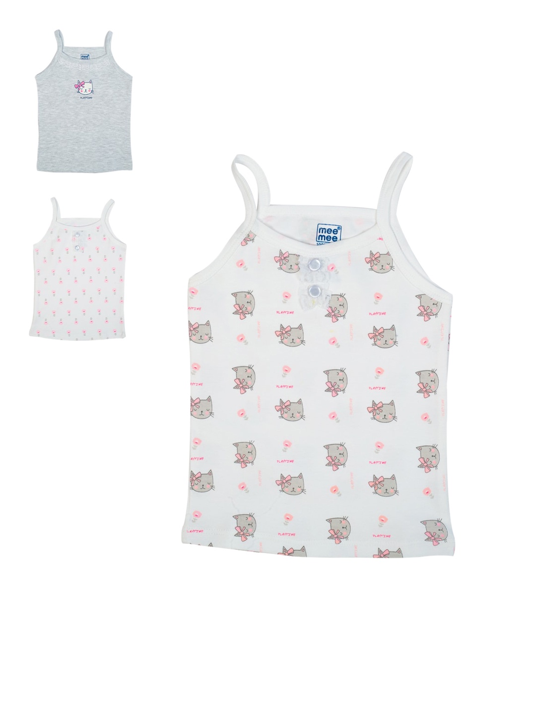

MeeMee Infant Girls Pack Of 3 Cotton Camisole, White