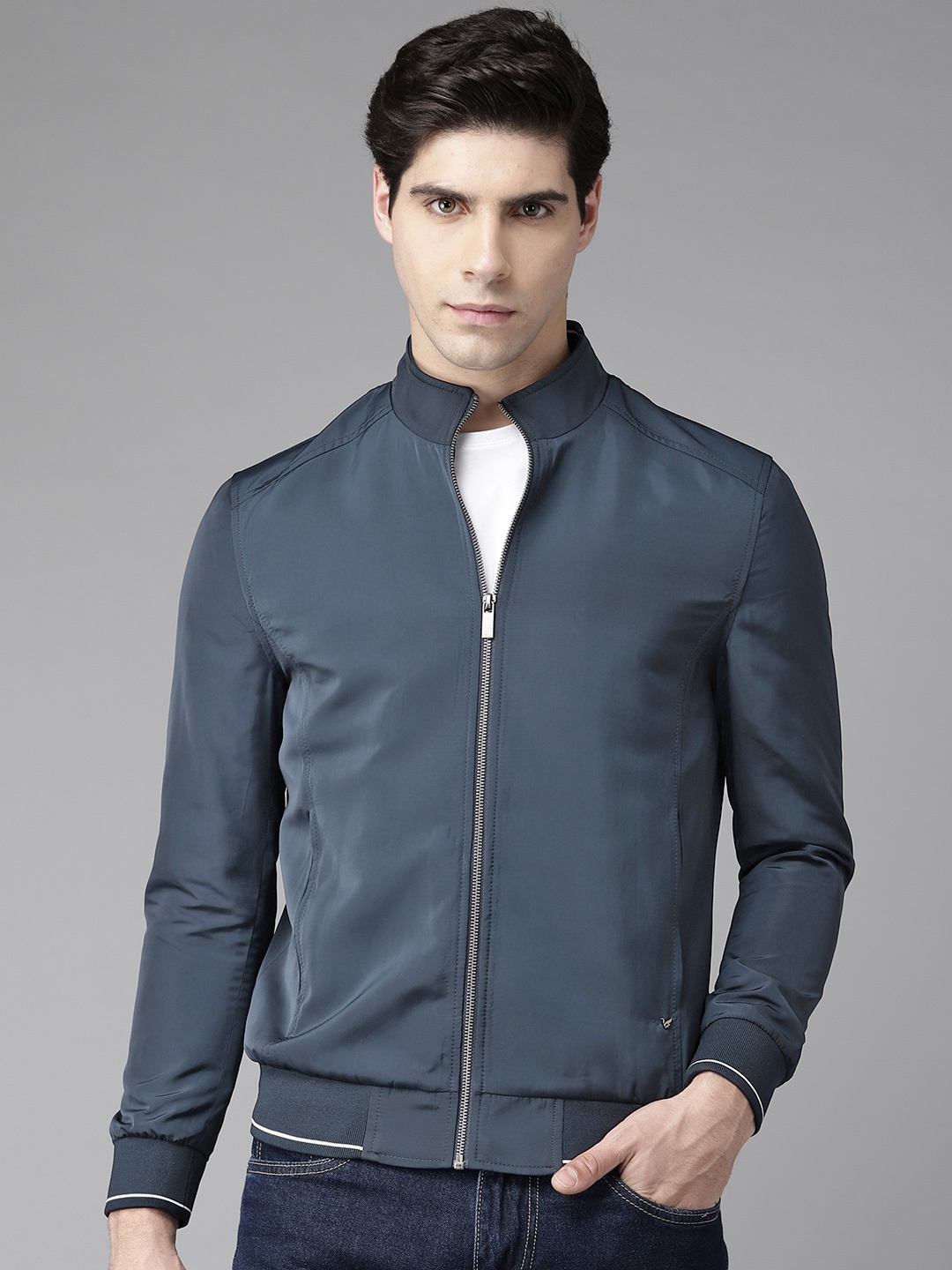 

Blackberrys Men Navy Blue Bomber Jacket