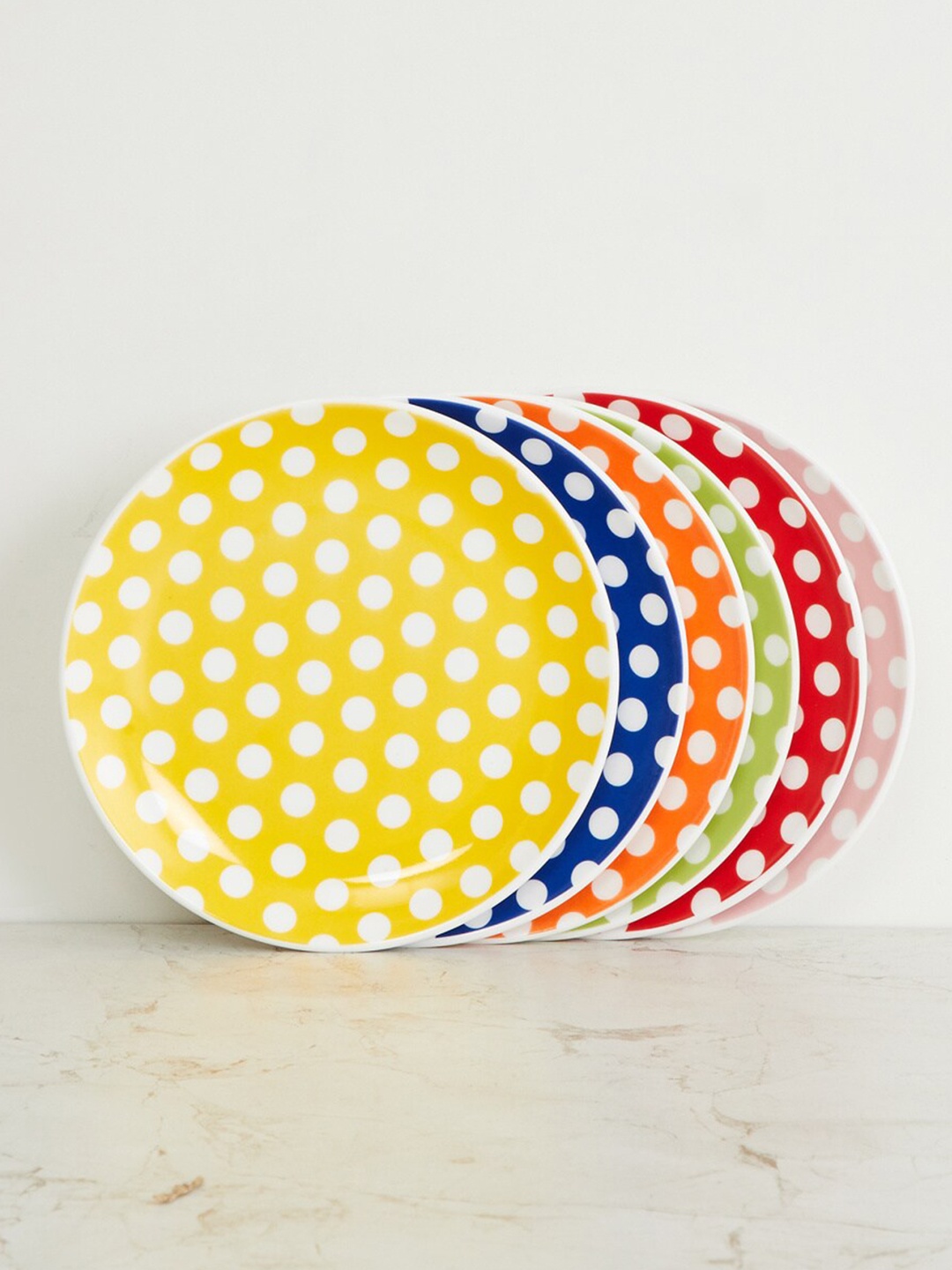 

Home Centre Yellow & Blue 6 Pieces Printed Bone China Glossy Plates