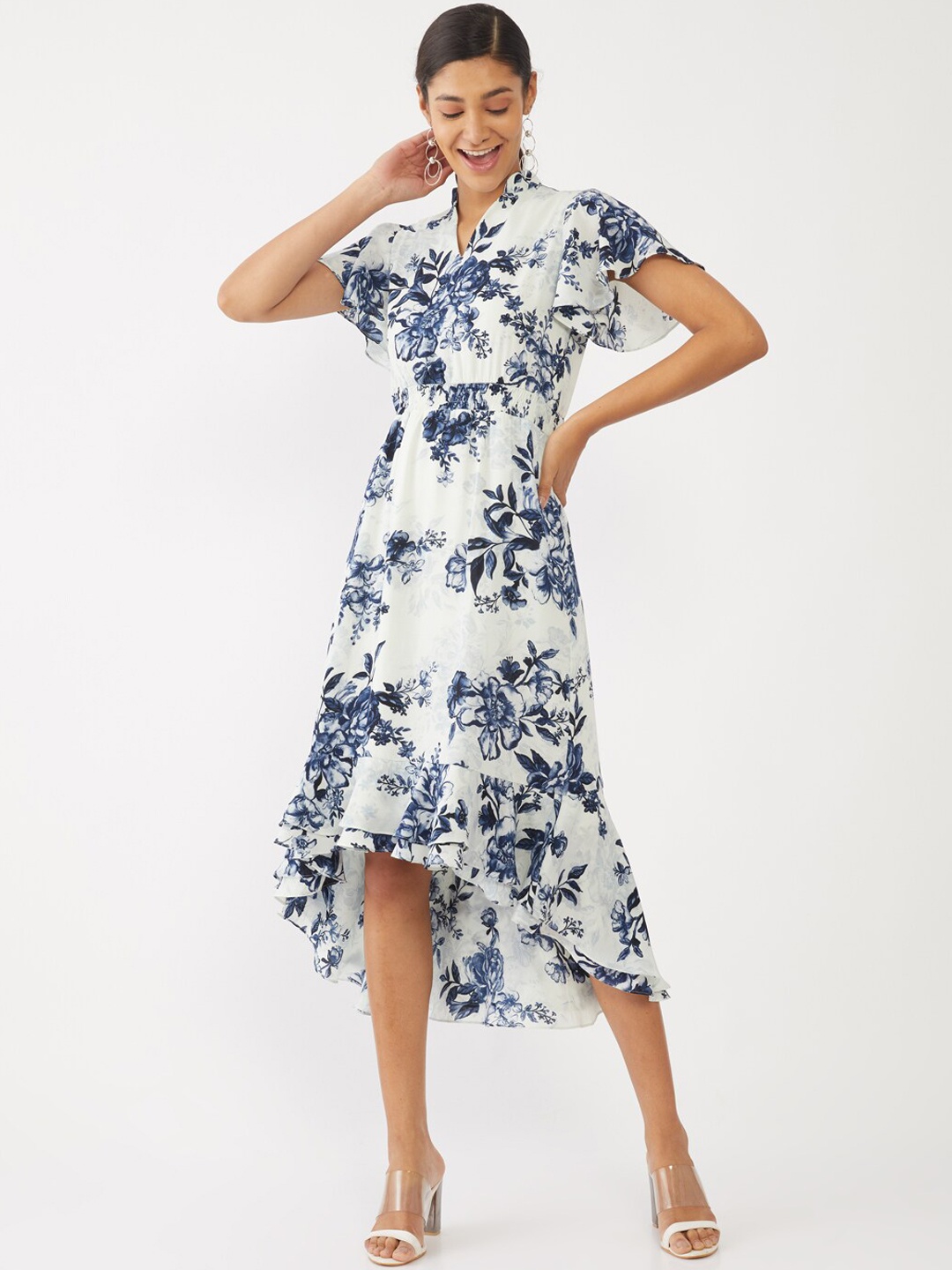 

Zink London White Floral Midi Dress