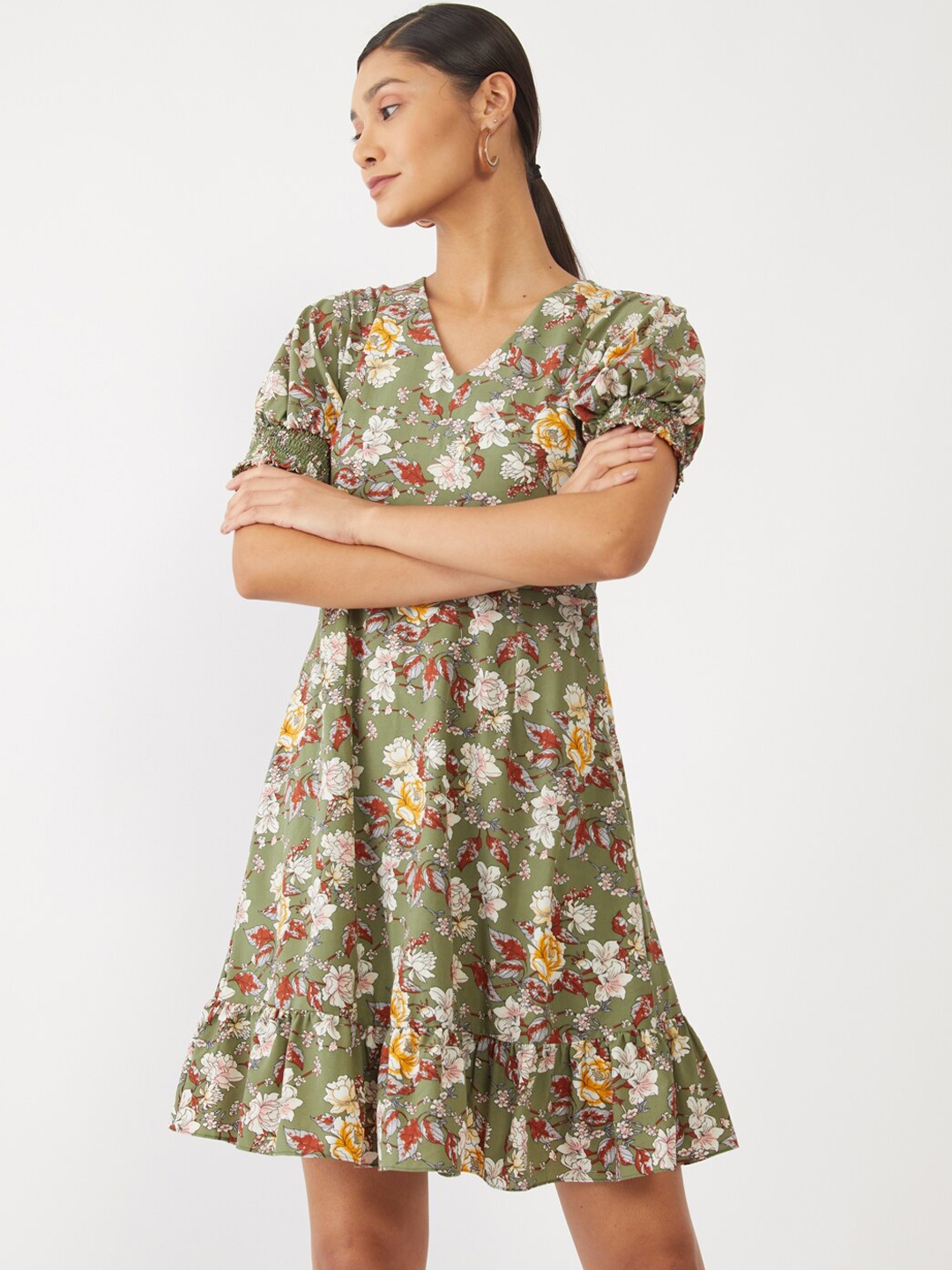 

Zink London Green & White Floral Dress