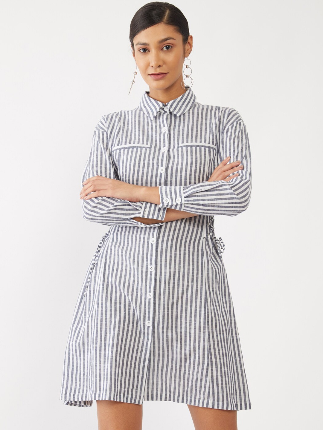 

Zink London White Striped Shirt Dress