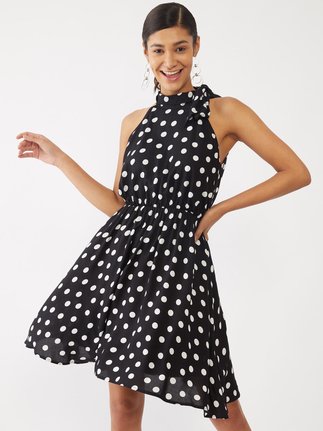 

Zink London Black Halter Neck Fit & Flare Dress
