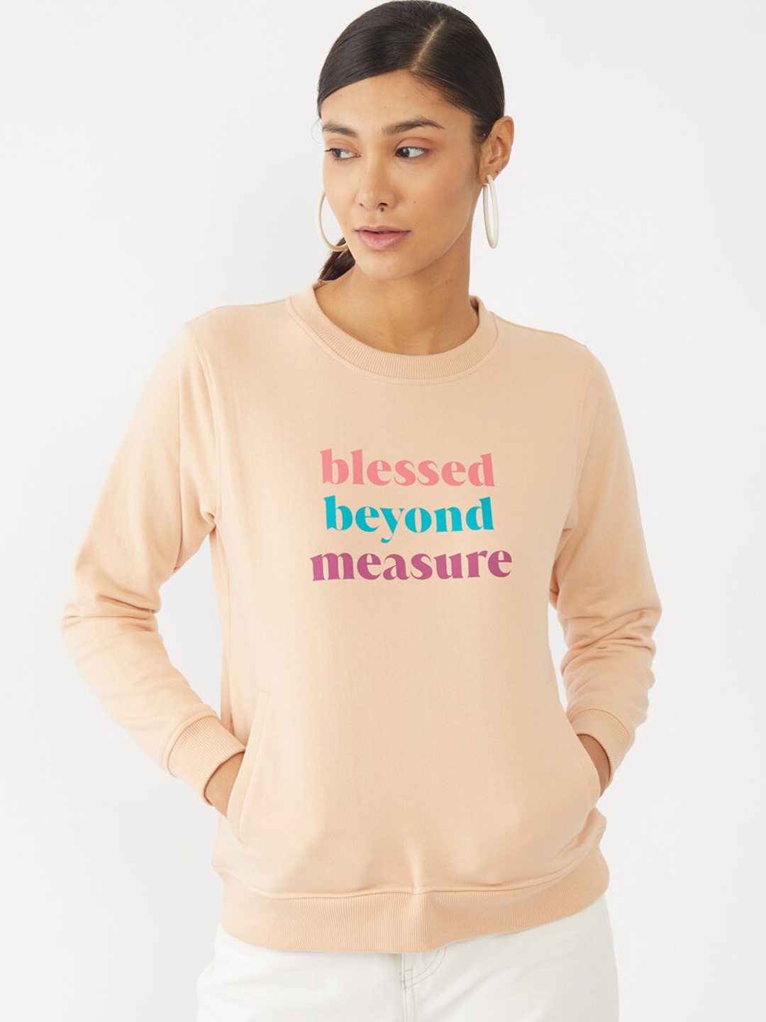 

Zink London Women Peach-Coloured Printed Sweatshirt