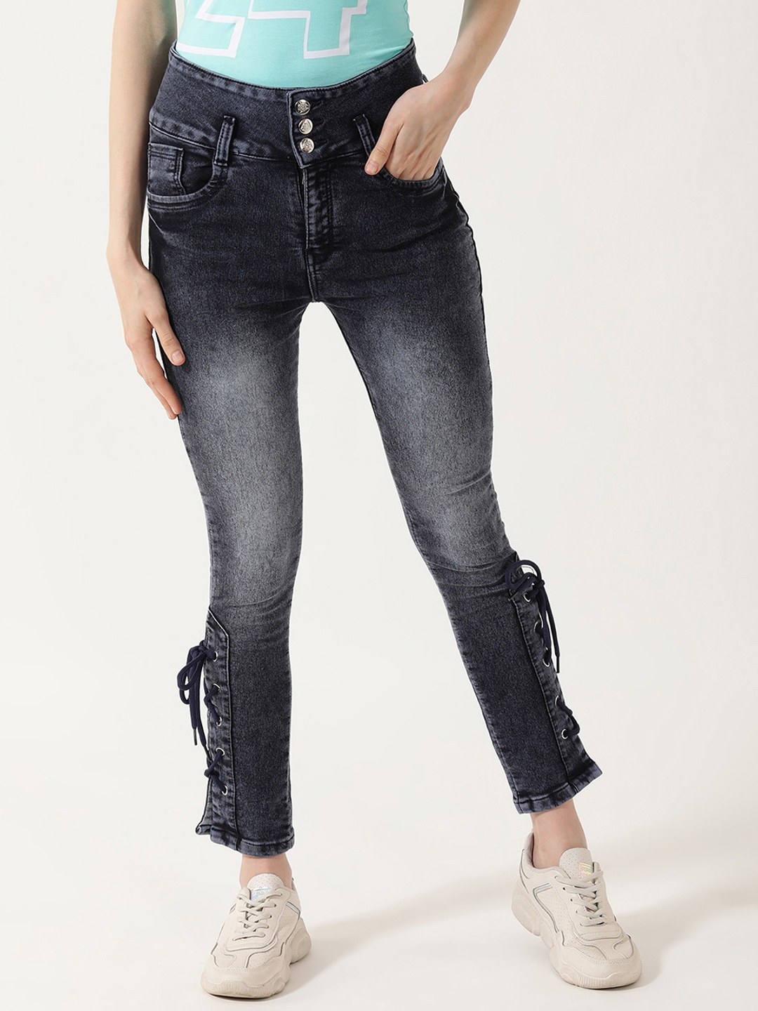 

V2 Value & Variety Women Blue Slim Fit Heavy Fade Jeans