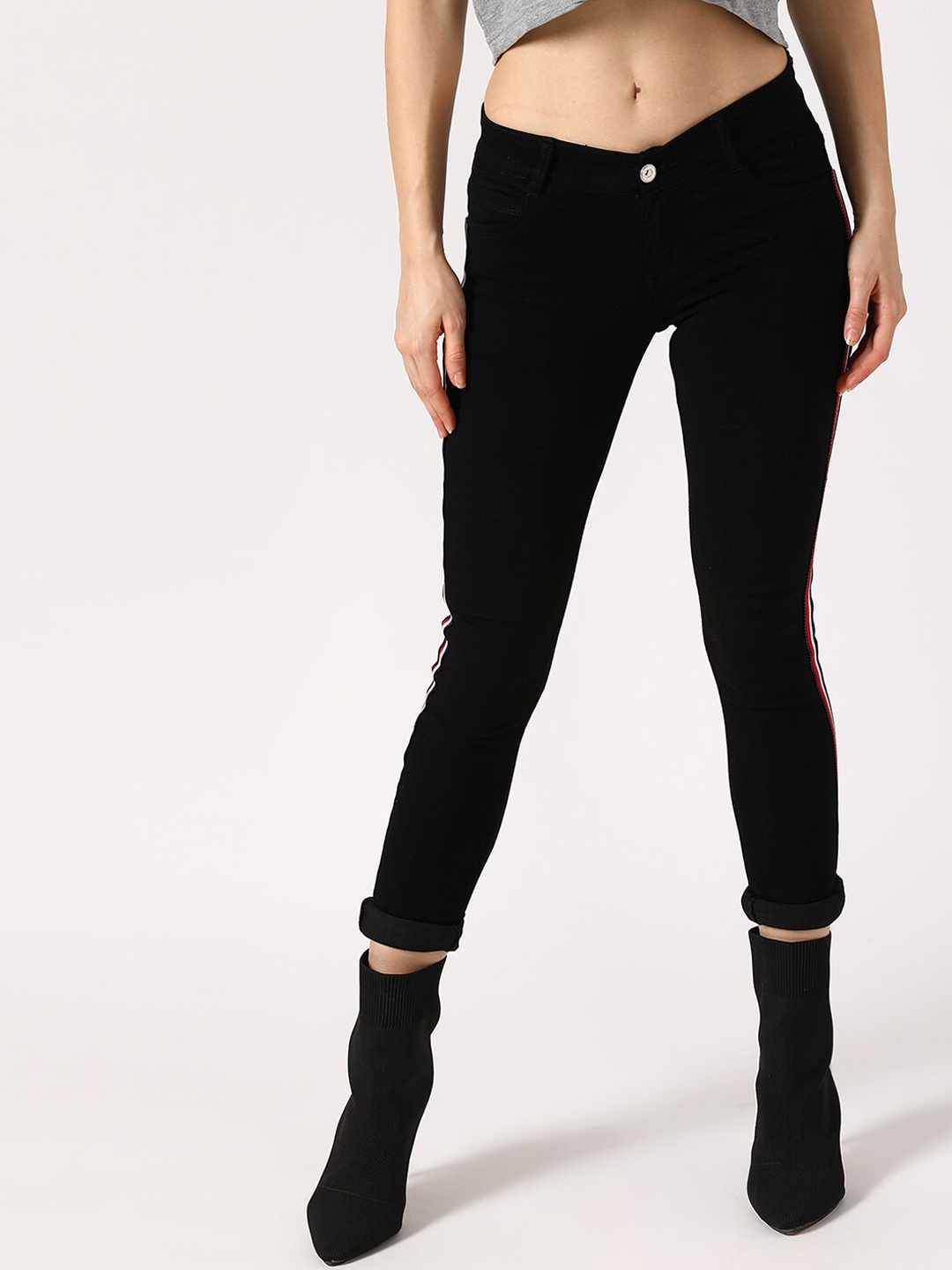 

V2 Value & Variety Women Black Slim Fit Slash Knee Jeans