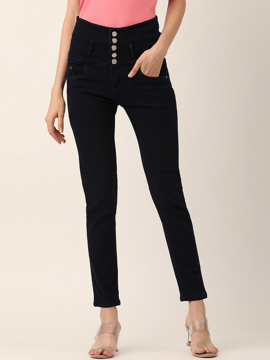 

V2 Value & Variety Women Blue Slim Fit High-Rise Cotton Jeans