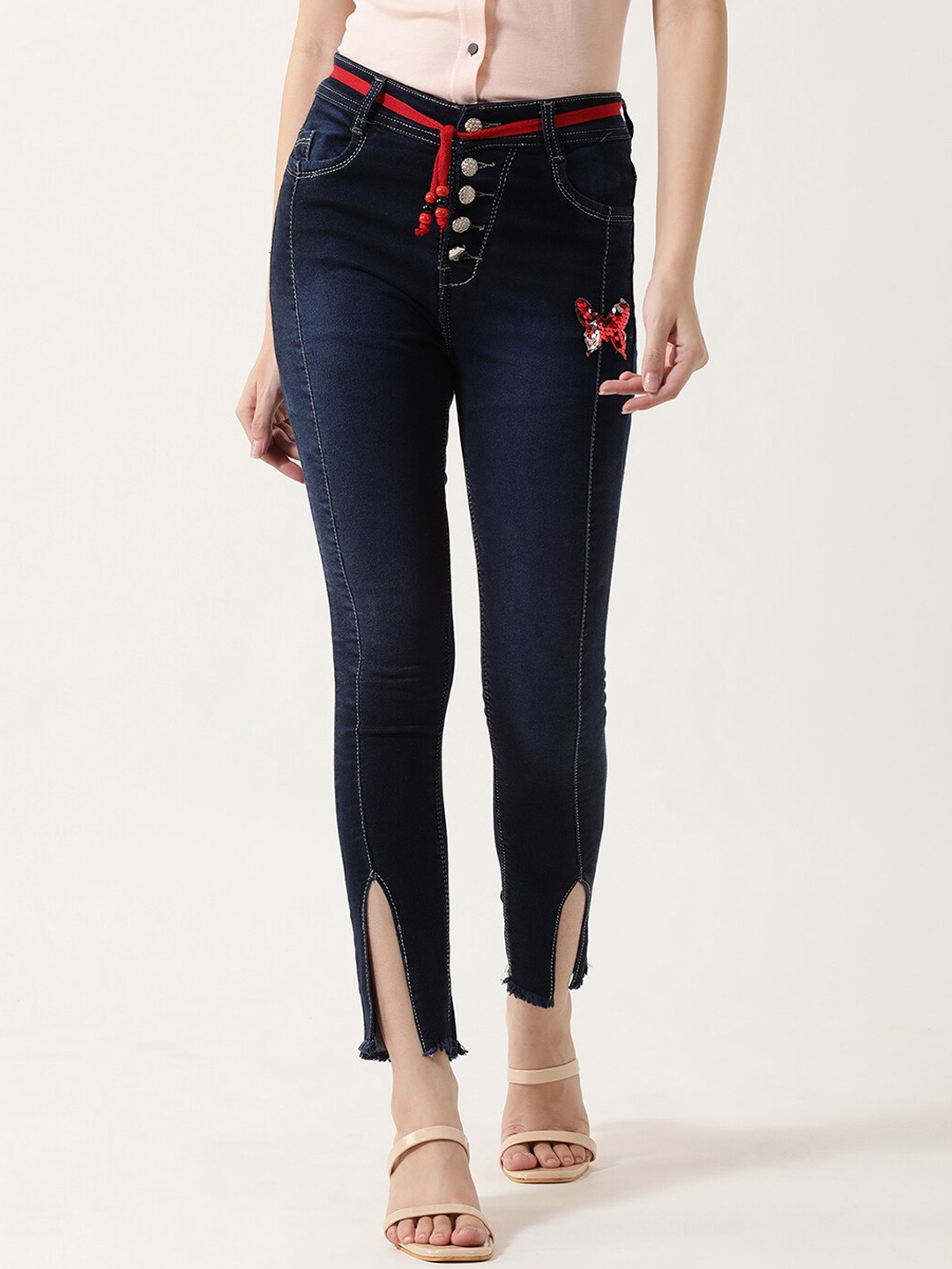 

V2 Value & Variety Women Blue Slim Fit Embellished Jeans