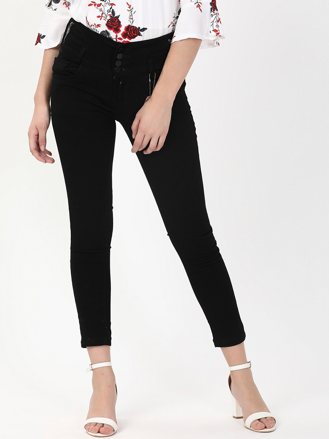 

V2 Value & Variety Women Black Slim Fit High-Rise Jeans