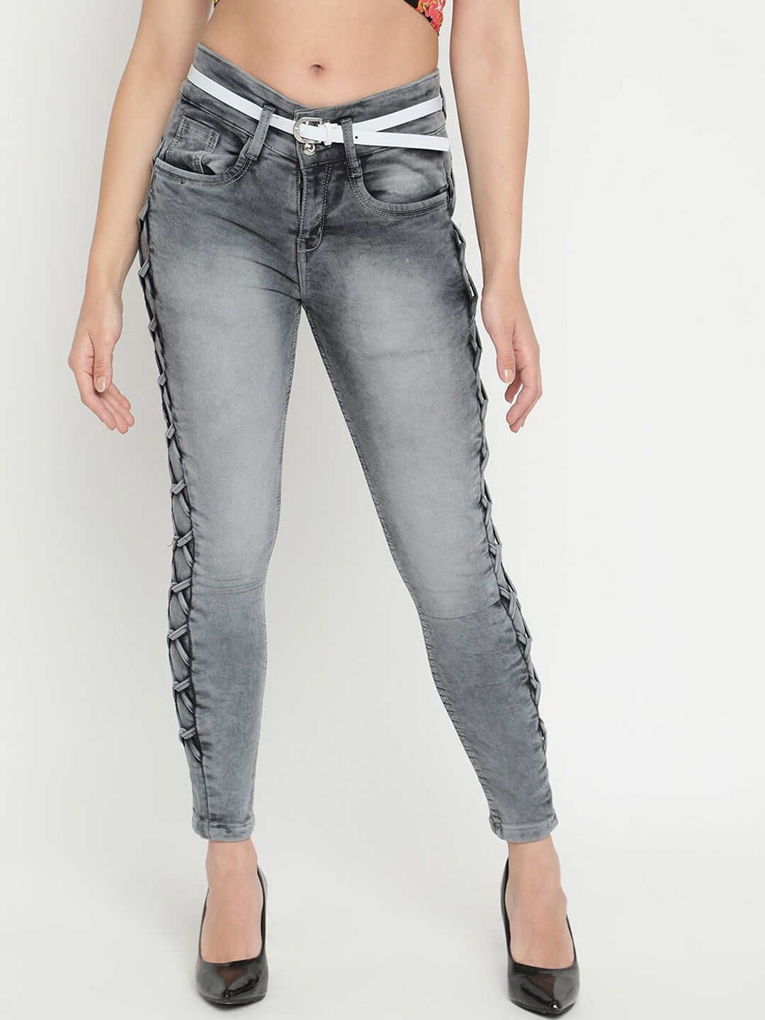 

V2 Value & Variety Women Grey Slim Fit Heavy Fade Jeans