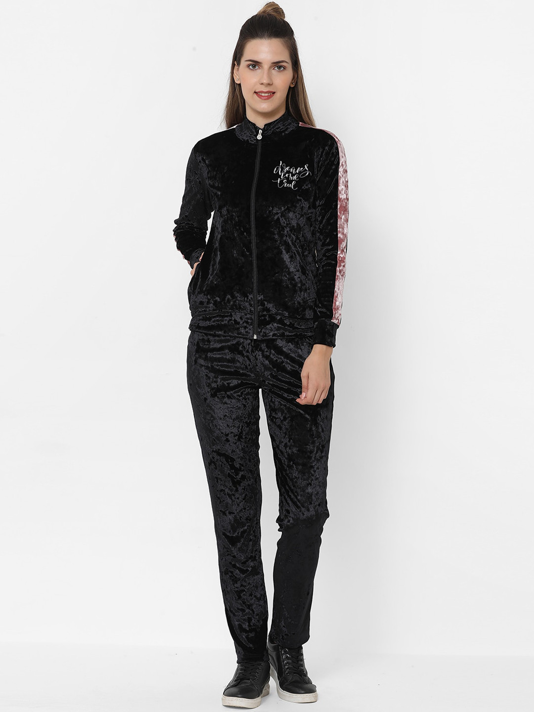 

Sweet Dreams Women Black Solid Tracksuit