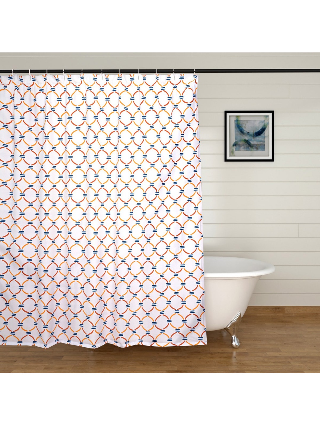 

Home Centre White & Red Printed Shower Curtain