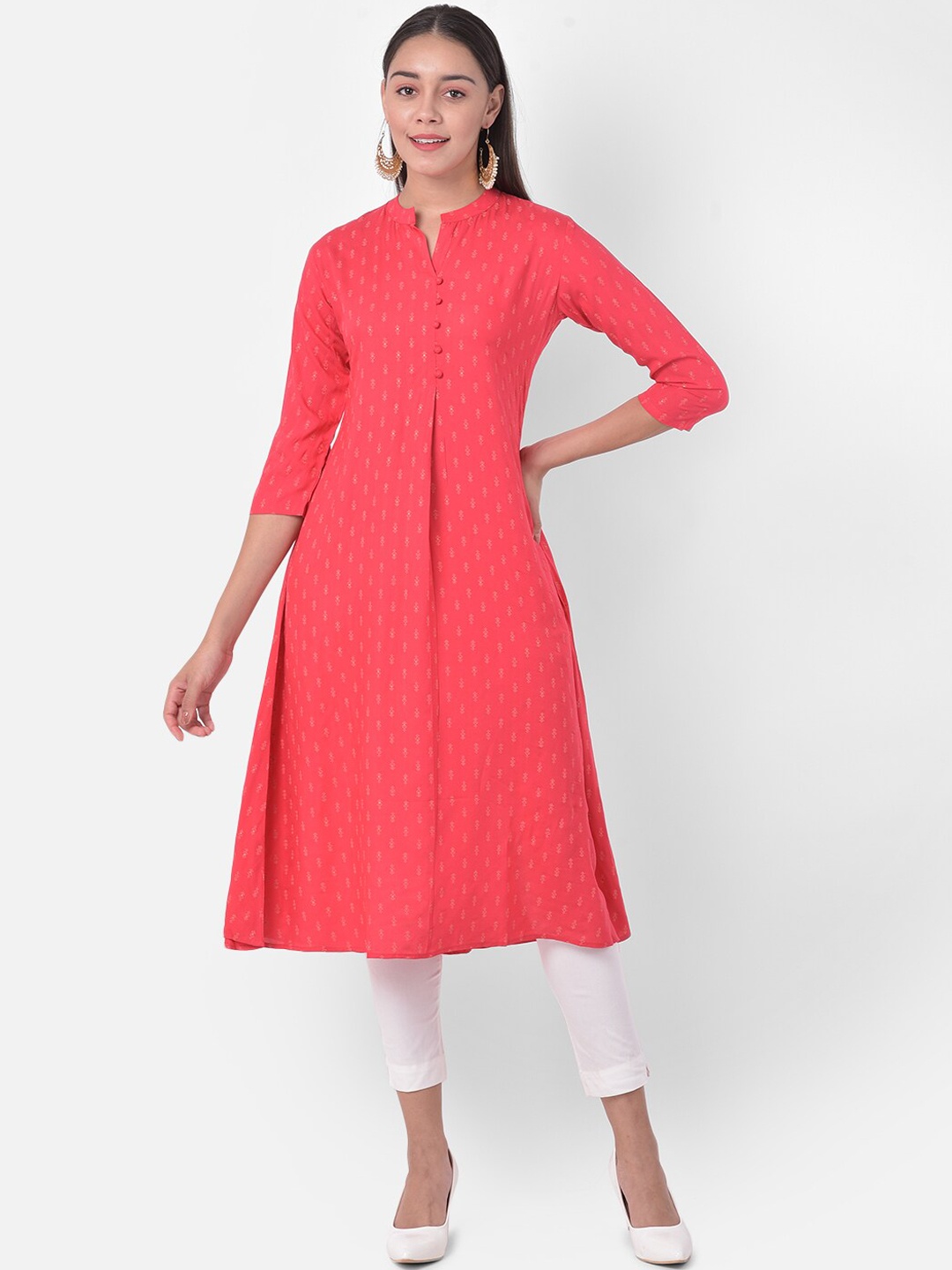 

Span Women Pink Printed A-line Kurta