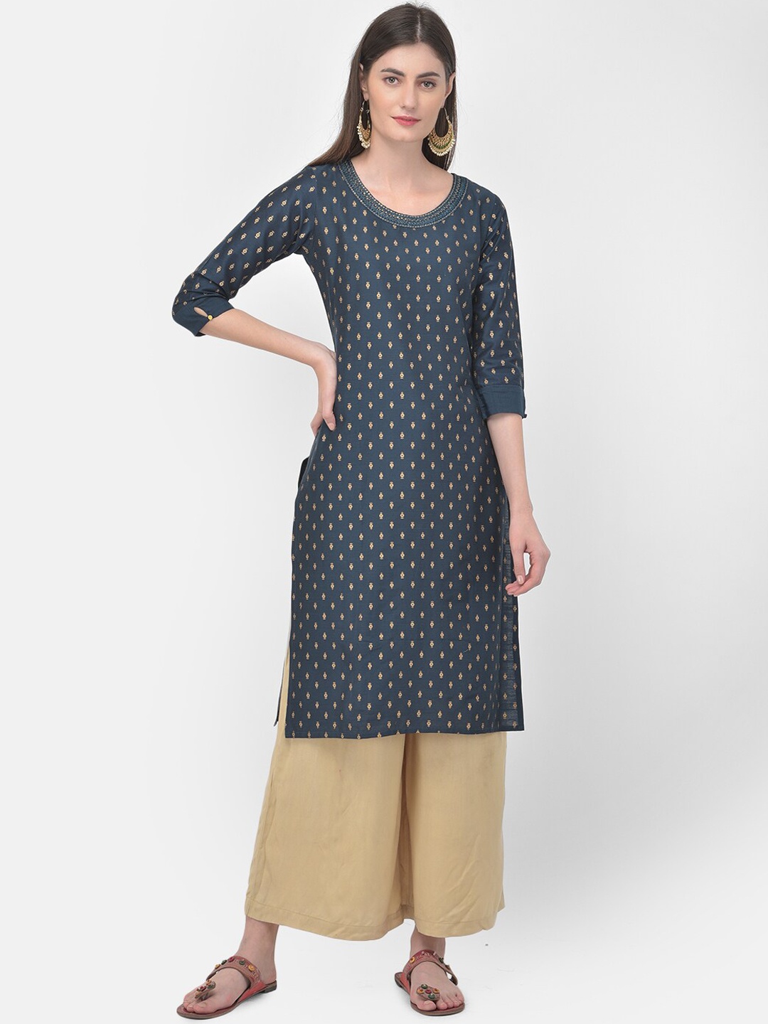 

Span Women Blue Ethnic Motifs Printed Kurta