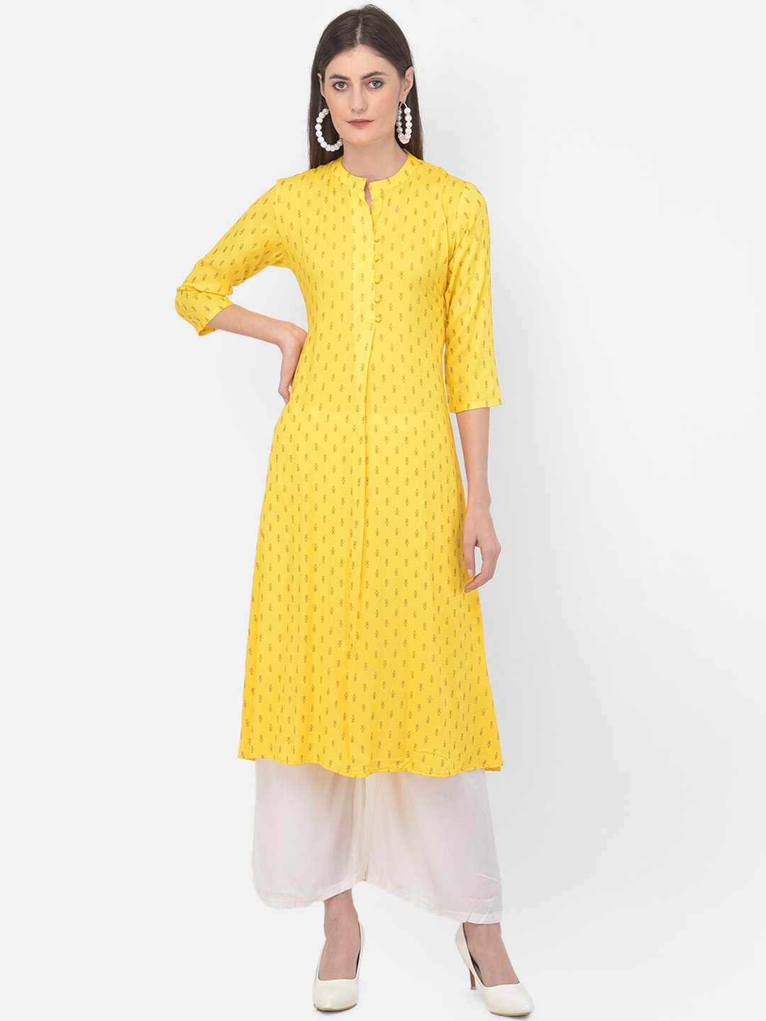 

Span Women Yellow Printed Kurta