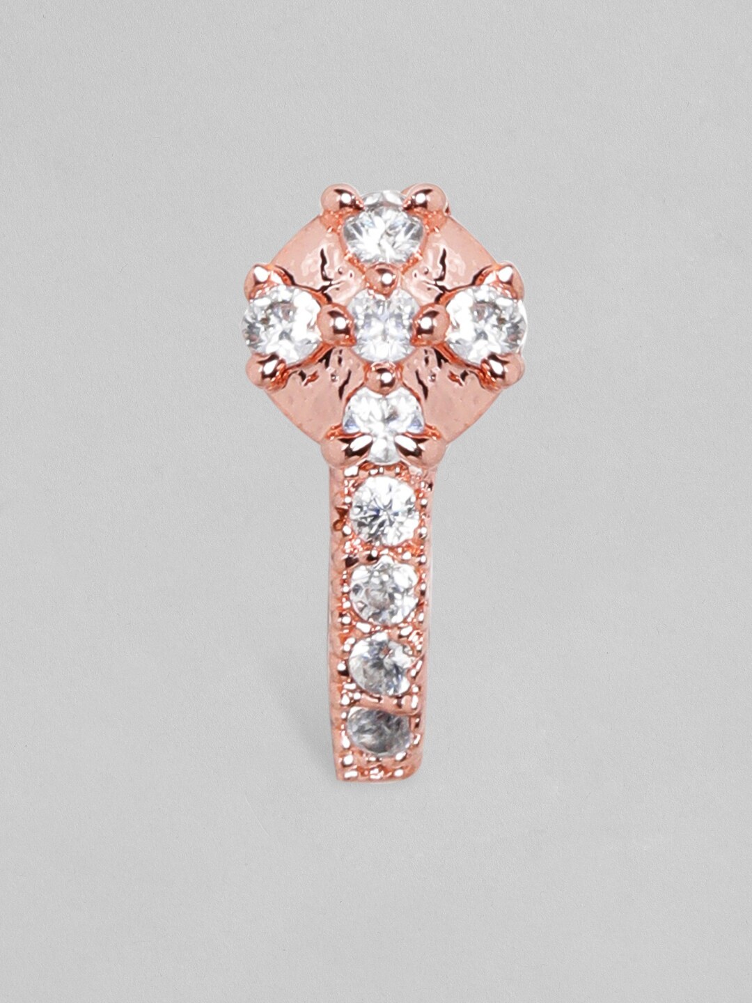 

Rubans Gold-Plated White CZ-Studded Nose Pin