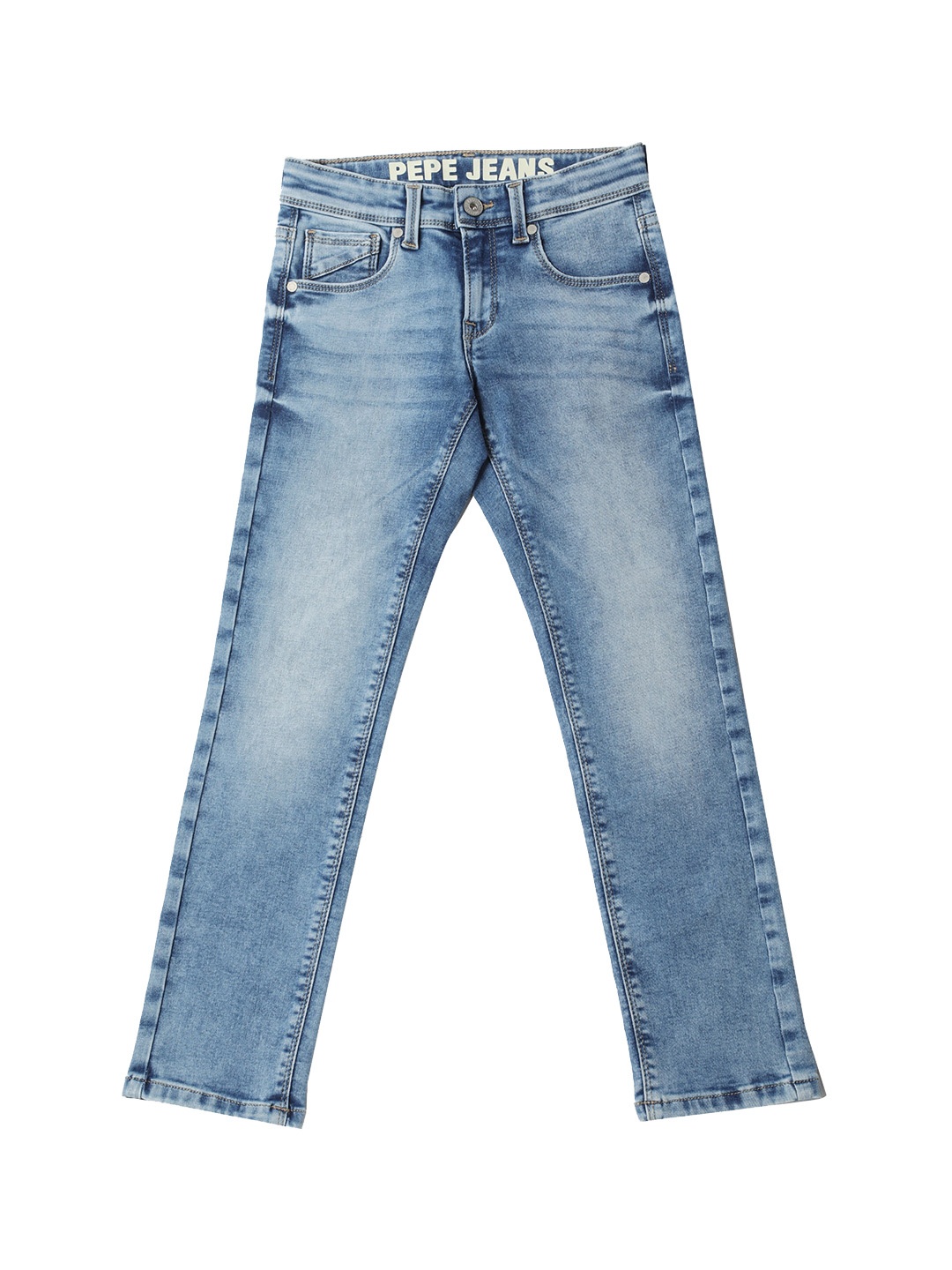 

Pepe Jeans Boys Blue Slim Fit Low Distress Heavy Fade Jeans