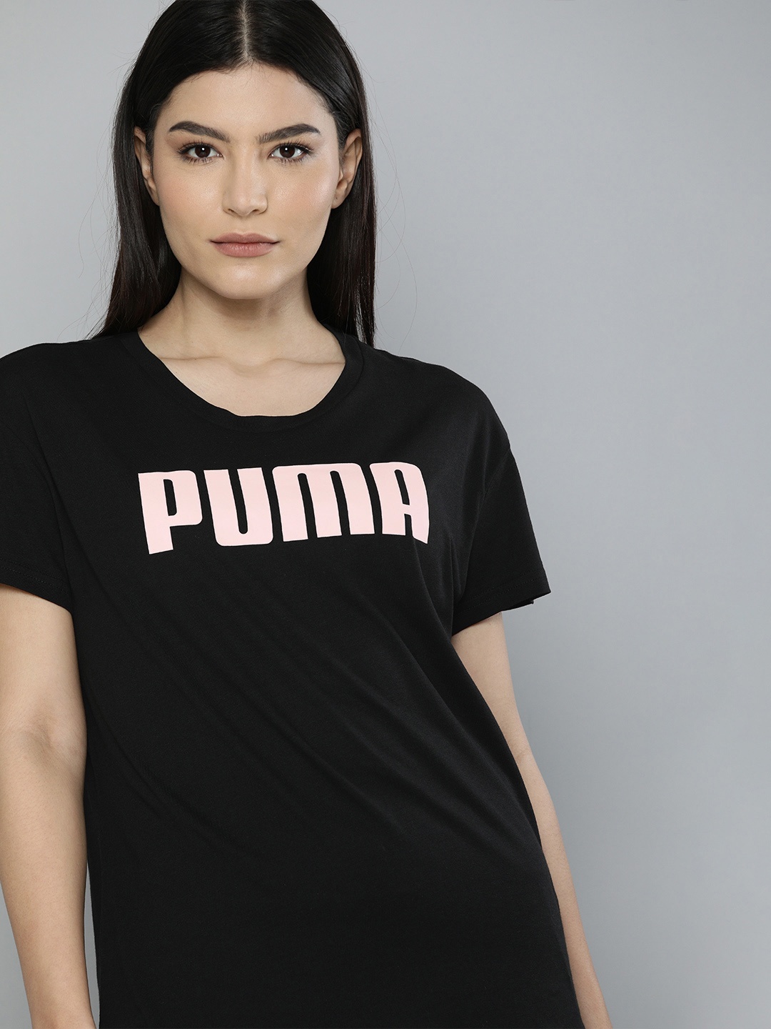 

Puma Women Brand Logo Print Relaxed Fit T-shirt, Black