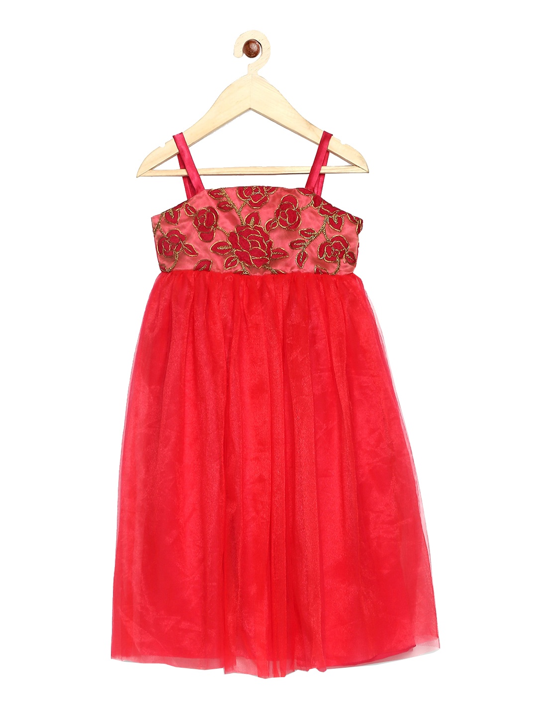 

MANY FROCKS & Coral Floral Embroidered Net Empire Dress