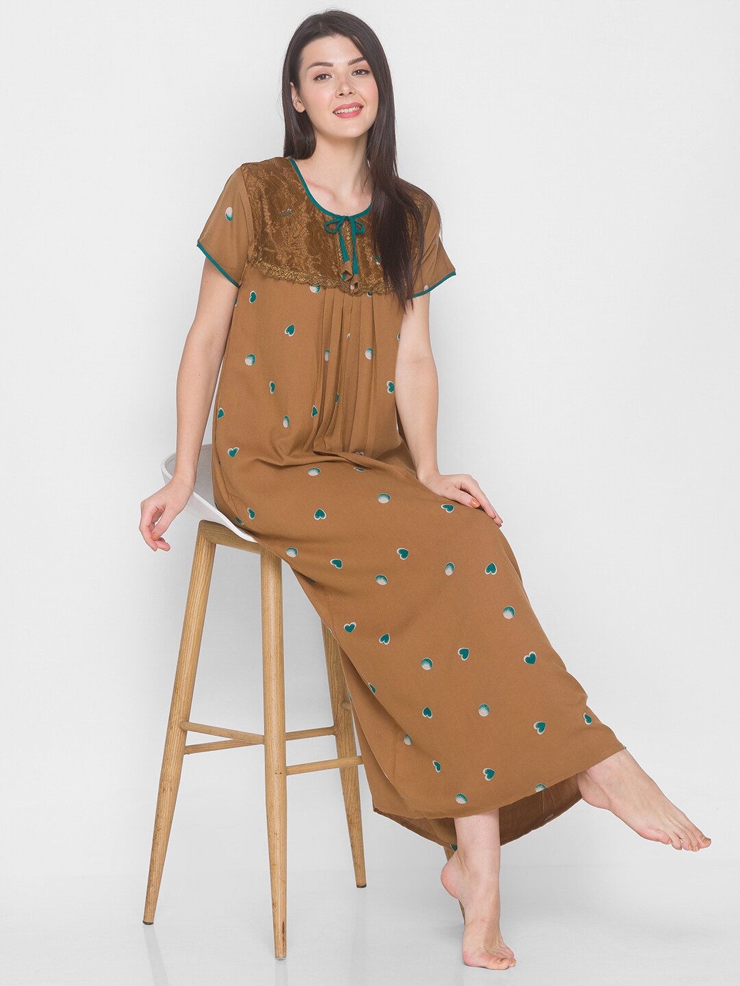 

AV2 Brown Printed Maxi Nightdress