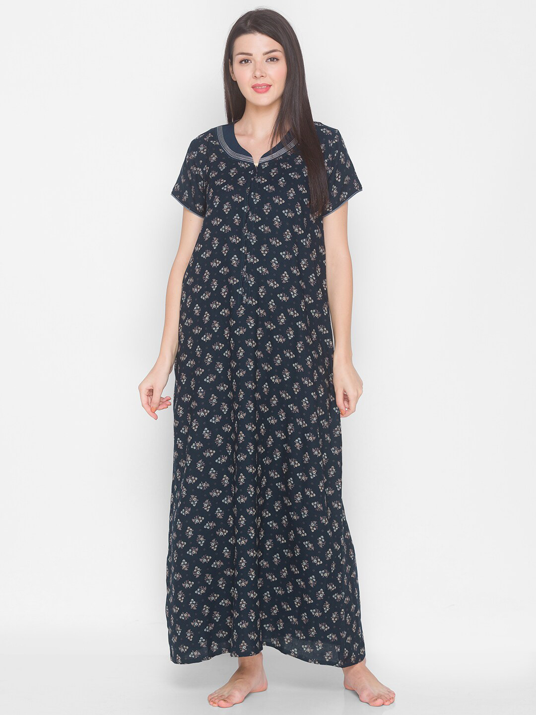 

AV2 Woman Teal Printed Maxi Nightdress