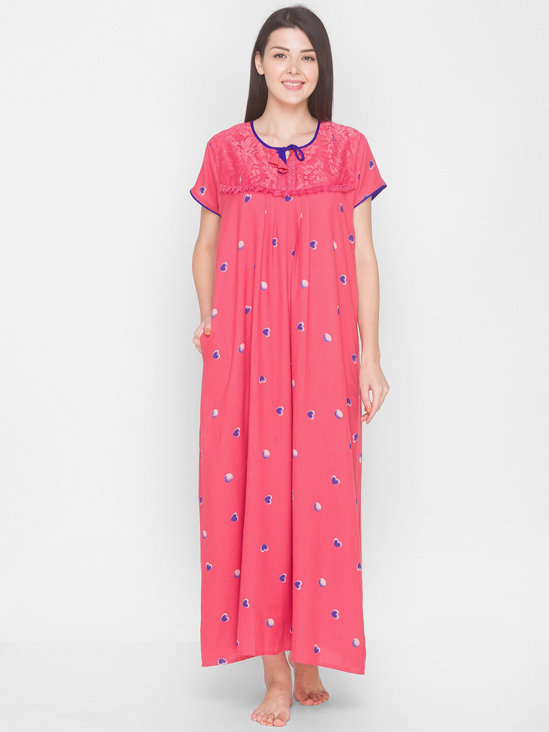 

AV2 Pink Printed Maxi Nightdress
