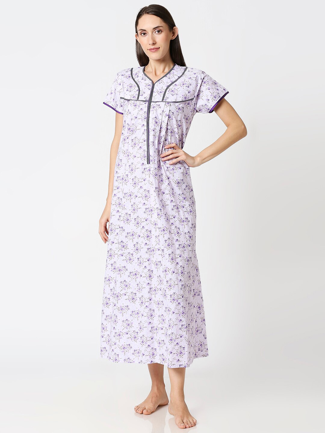 

AV2 Woman Purple Printed Maxi Nightdress