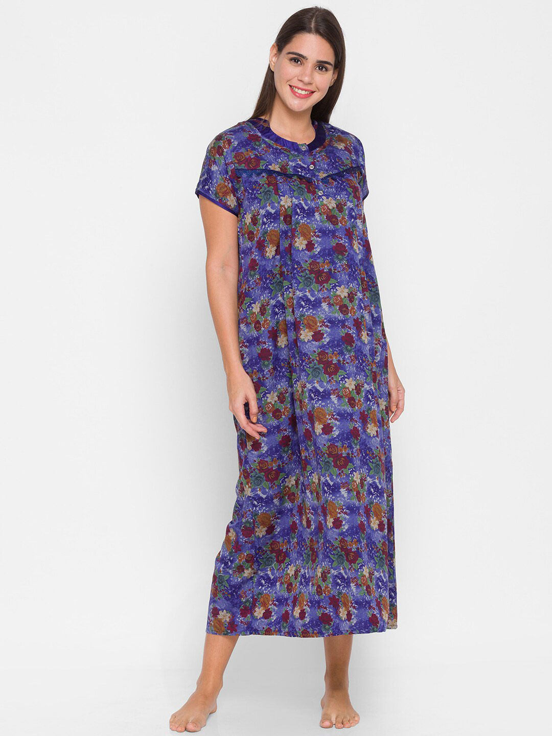 

AV2 Blue Printed Regular Maxi Nightdress