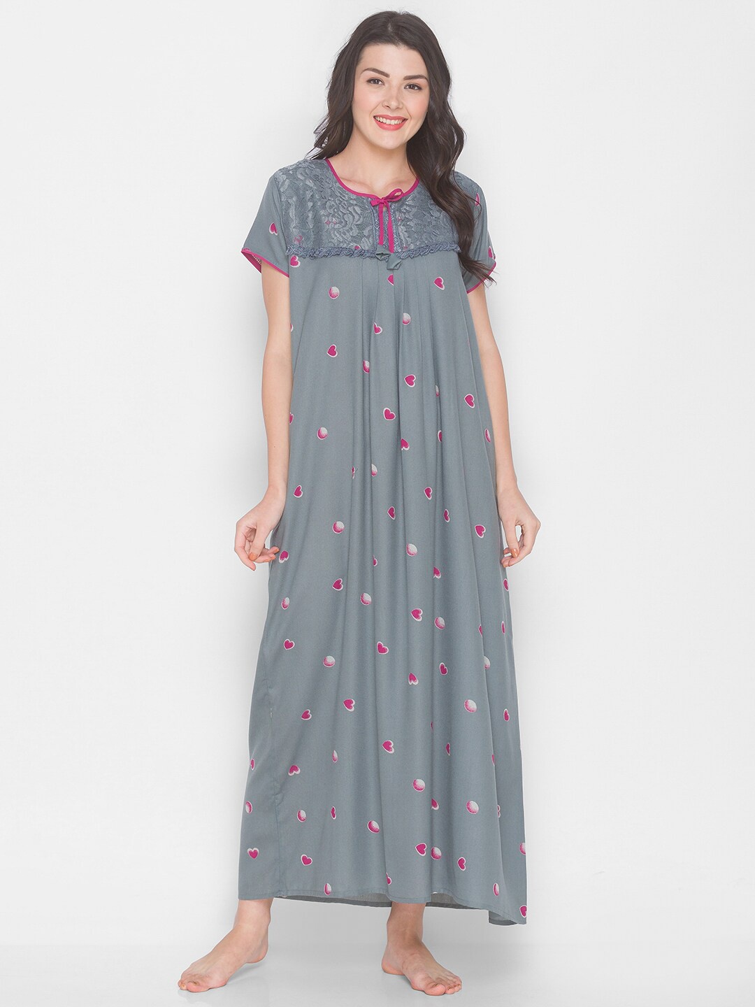 

AV2 Grey Printed Maxi Nightdress