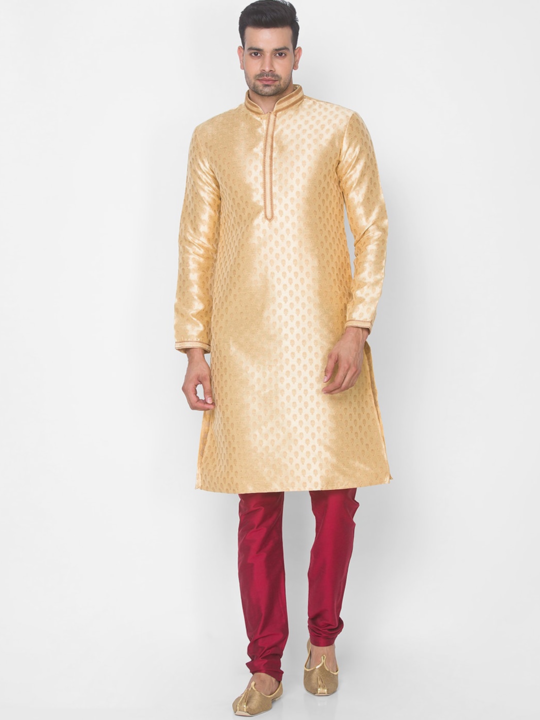 

Ethnicity Men Beige Regular Kurta with Churidar