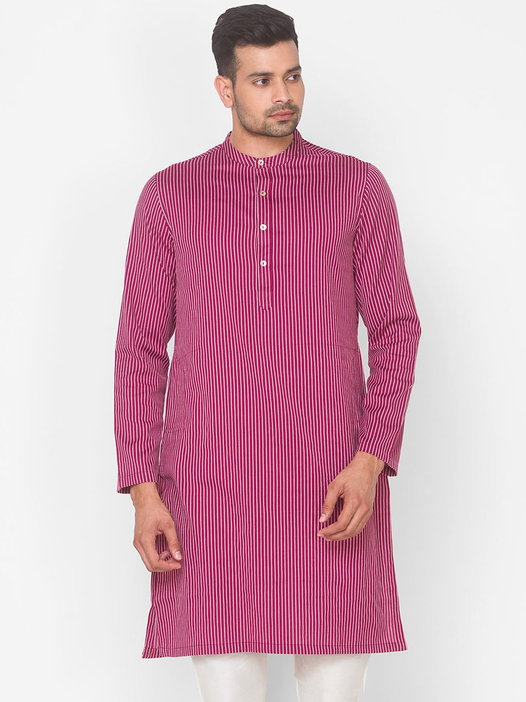 

Ethnicity Men Magenta Thread Work Dobby Kurta